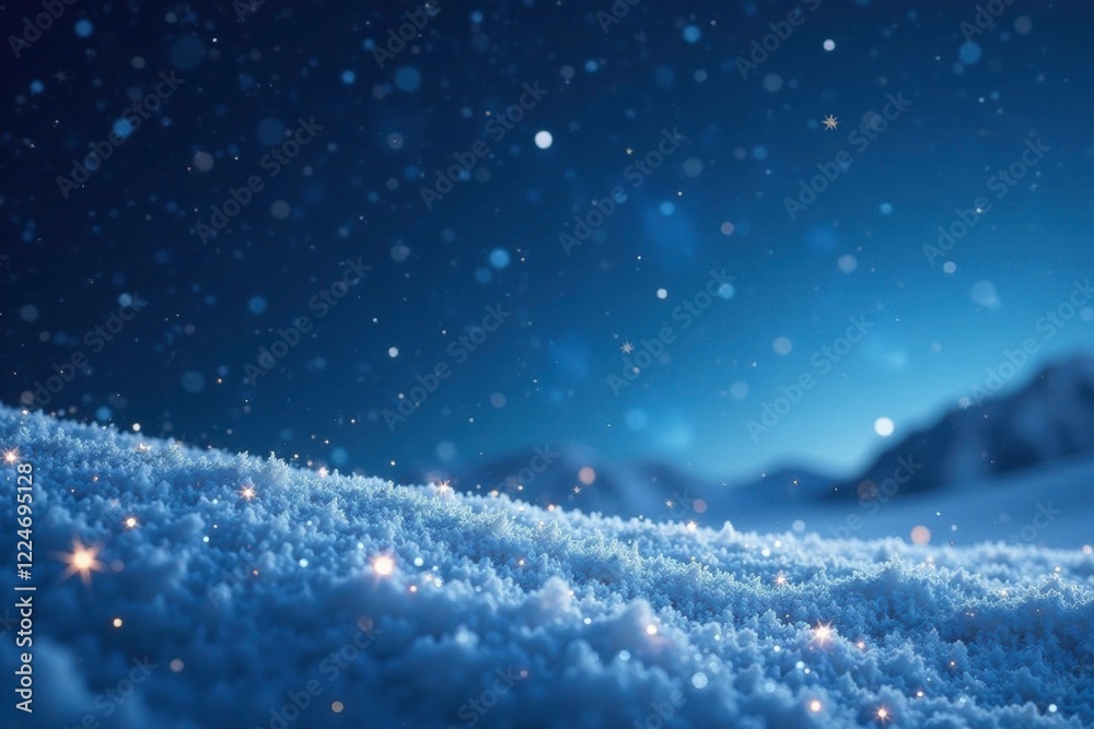 Naklejka premium Sparkling starry night sky with glittering ice and snowflakes, glittering, ice, snowflake