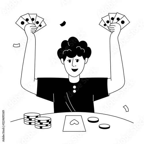 A glyph style illustration of bettor 

