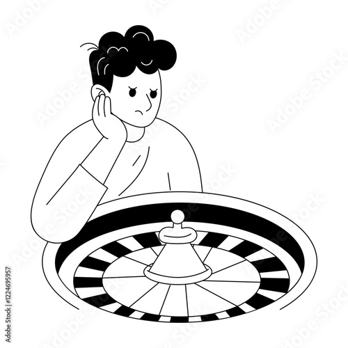 A character losing bet illustration in glyph style 

