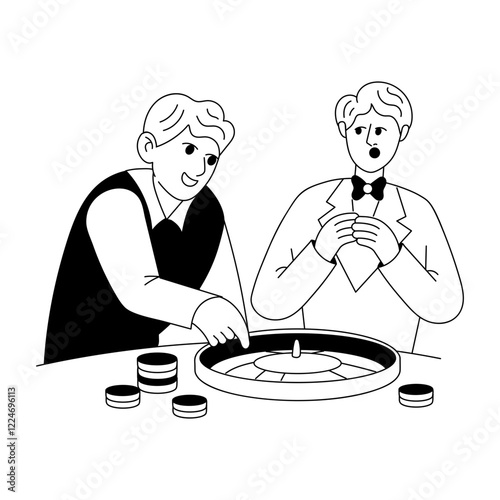 Smart gambler illustration in drawing style 

