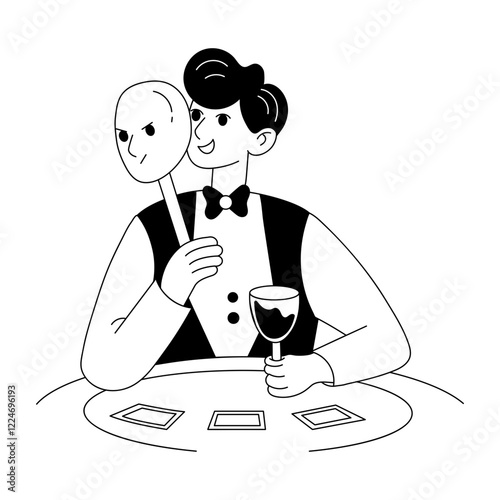 Imposter character illustration in glyph style 

