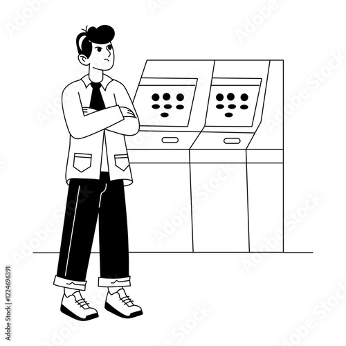 Casino manger illustration in glyph style 


