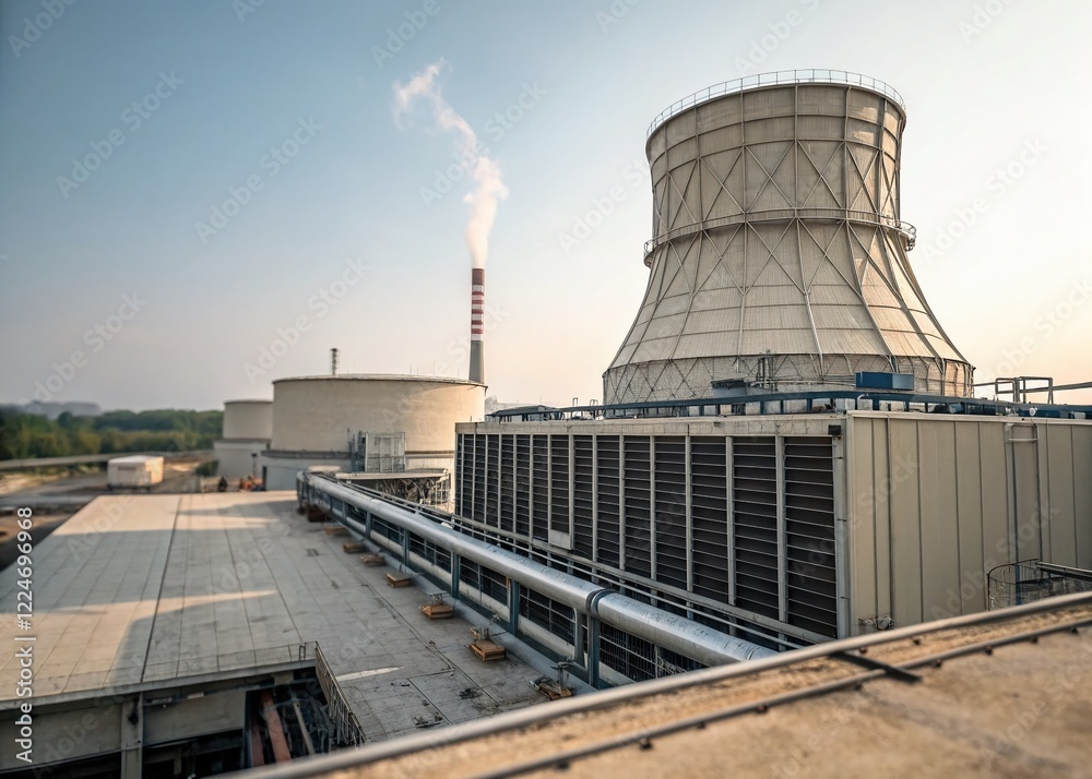 Obraz premium Industrial Cooling Tower: Large-Scale Water Chiller System for HVAC