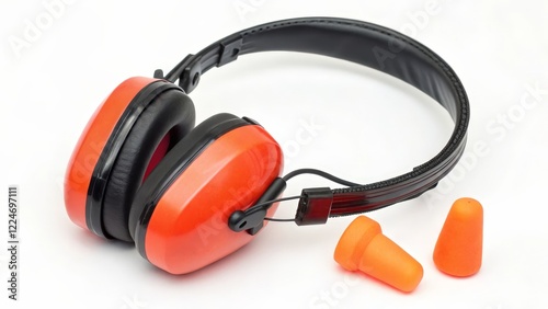 Orange Noise-Cancelling Headphones and Earplugs