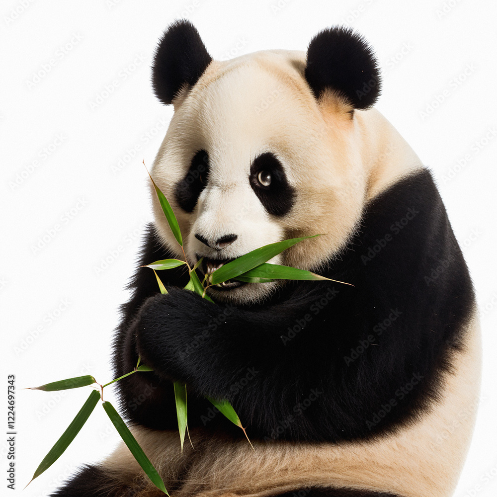 Fototapeta premium giant panda eating bamboo