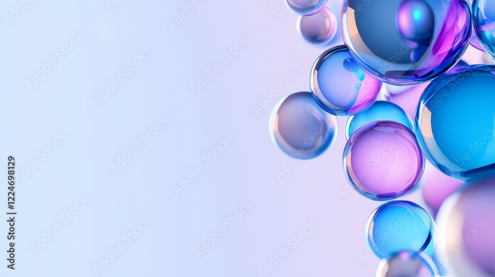 Fototapeta premium Colorful abstract bubbles floating against a soft gradient background, creating a serene atmosphere
