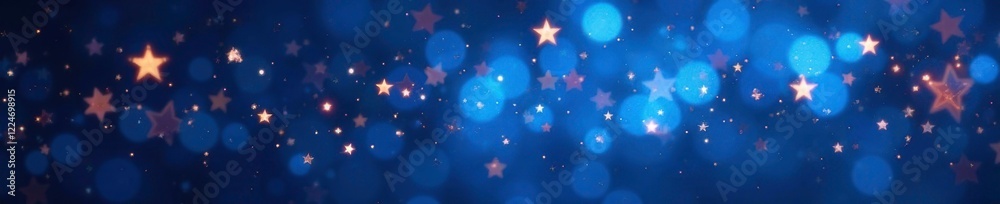 Obraz premium Sparkling stars against a bright blue backdrop, glitter, evening, sparkles
