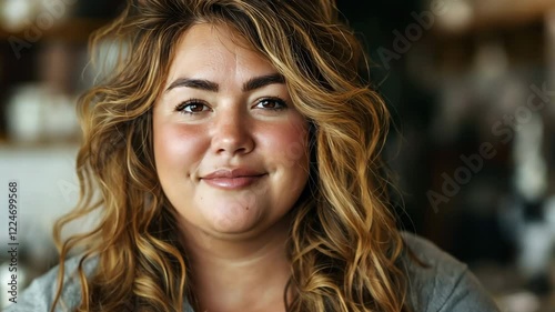 Wallpaper Mural Beautiful woman at work,coffee shop,confident plus size woman,body positivity Torontodigital.ca