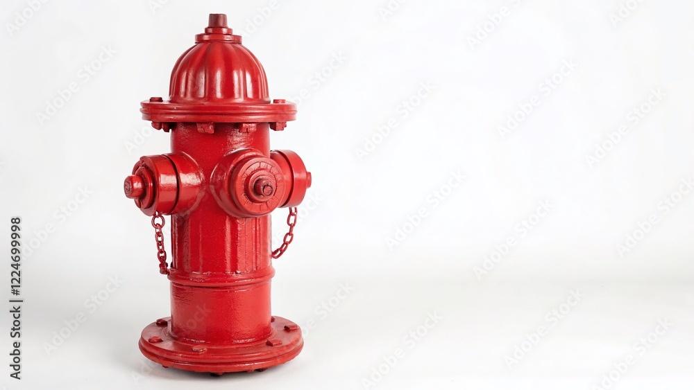 Fototapeta premium Isolated Red Fire Hydrant on White Background - Stock Photo