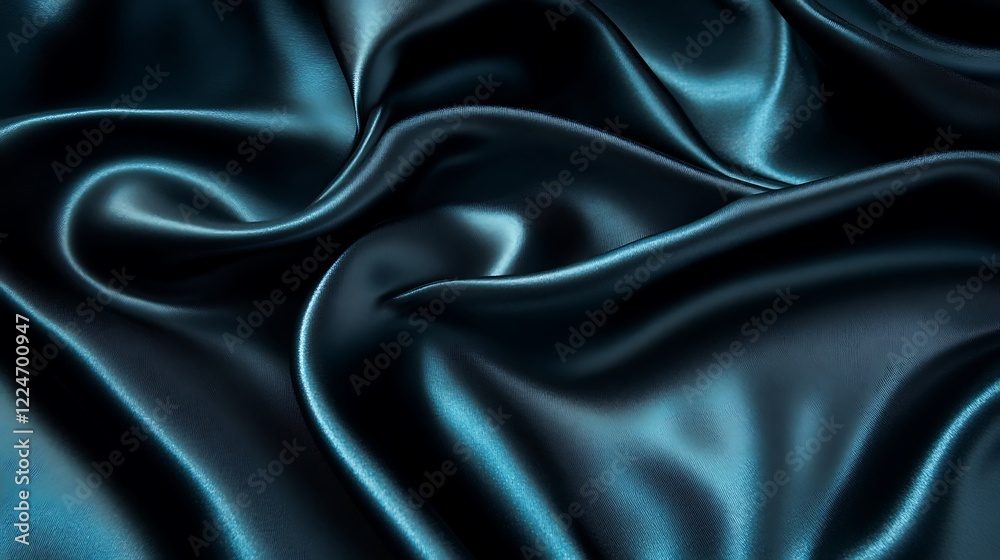 Fototapeta premium Dark blue silk fabric flowing for background or designs