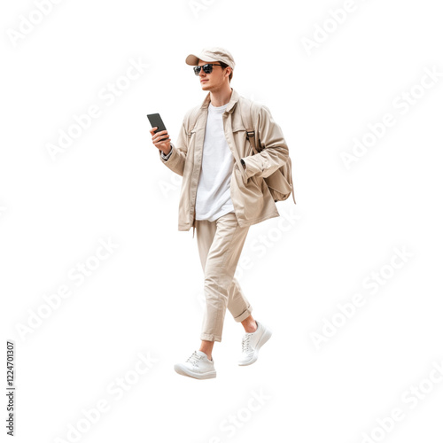 Trendy Man in Beige Outfit