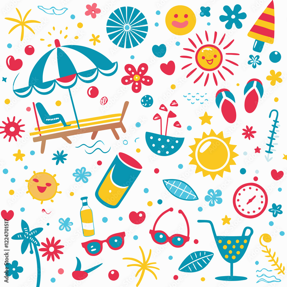 Colorful summer beach party elements. Colorful summer beach party elements.