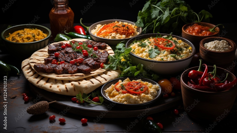 A delicious plate of grilled chicken with vegetables, served as a fresh and healthy dish at a banquet or dinner party A delicious plate of grilled chicken with vegetables, served as a fresh and healthy dish at a banquet or dinner party