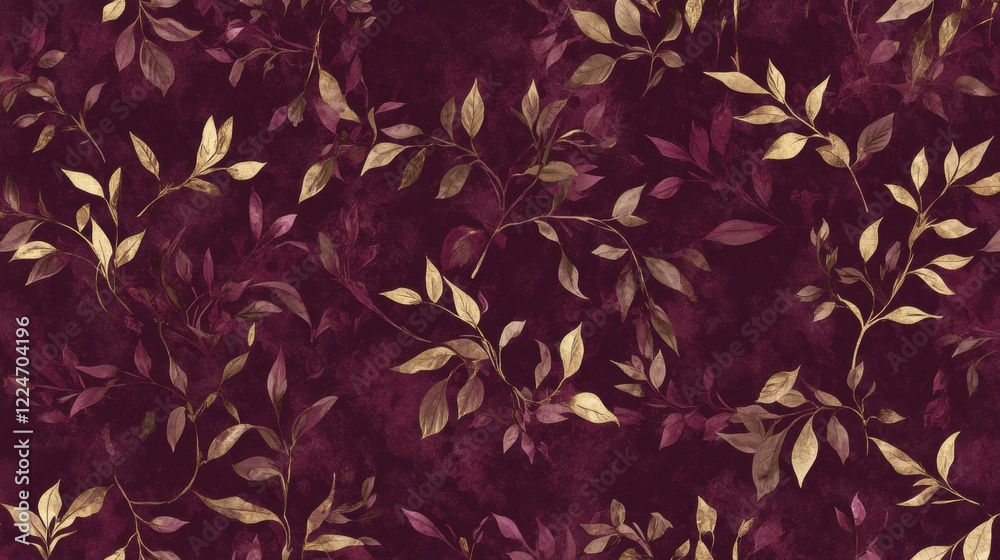Elegant Gold and Burgundy Autumn Leaf Pattern Design Elegant Gold and Burgundy Autumn Leaf Pattern Design