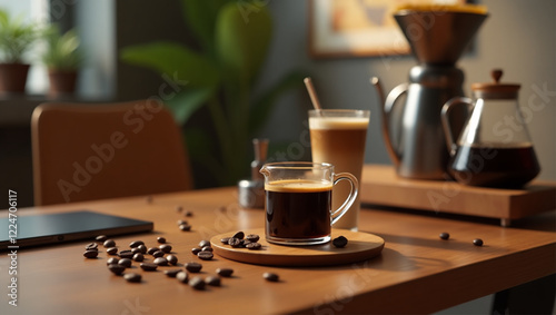 "The Art of Coffee Presentation in an Aesthetic Space with Modern Roastery Tools" .eps
