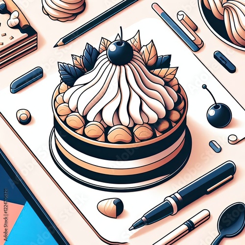 Get ready to indulge in a delicious and unique dessert creation on National Baked Alaska Day - it's the perfect excuse to treat yourself! illustration Minimalism photo