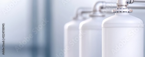 White Gas Cylinders in Industrial Storage Setting