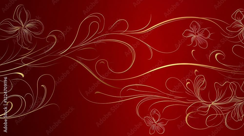 Elegant Gold Floral Design on Red Background (1) Elegant Gold Floral Design on Red Background (1)