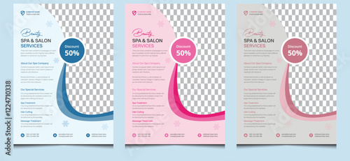 Editable luxury elegant pink blue clean creative modern beauty health body massage minimal salon hair mask skin care service treatment promotion poster leaflet flyer design template.
 