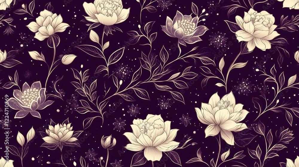 Elegant Gold Floral Pattern Dark Background Design Elegant Gold Floral Pattern Dark Background Design