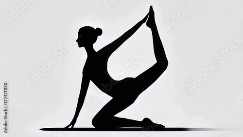 silhouette of a woman moving doing yoga exercises photo