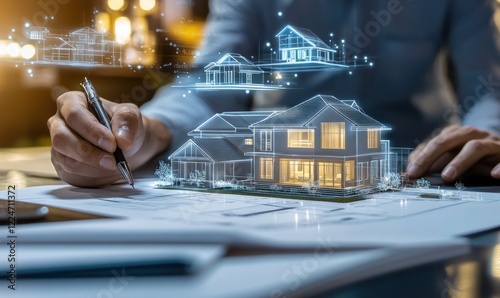 Architect Designing a Dream Home: Innovative 3D Home Model Visualization