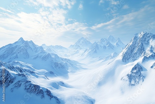 Wallpaper Mural Serene winter landscape: snow-covered mountains under a bright sky. Torontodigital.ca