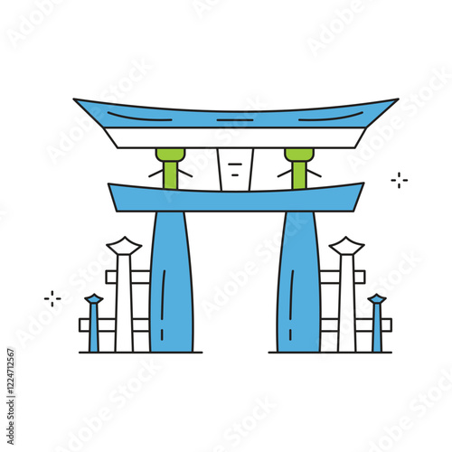 Iconic Japanese Tori Gate Vector Icon Design