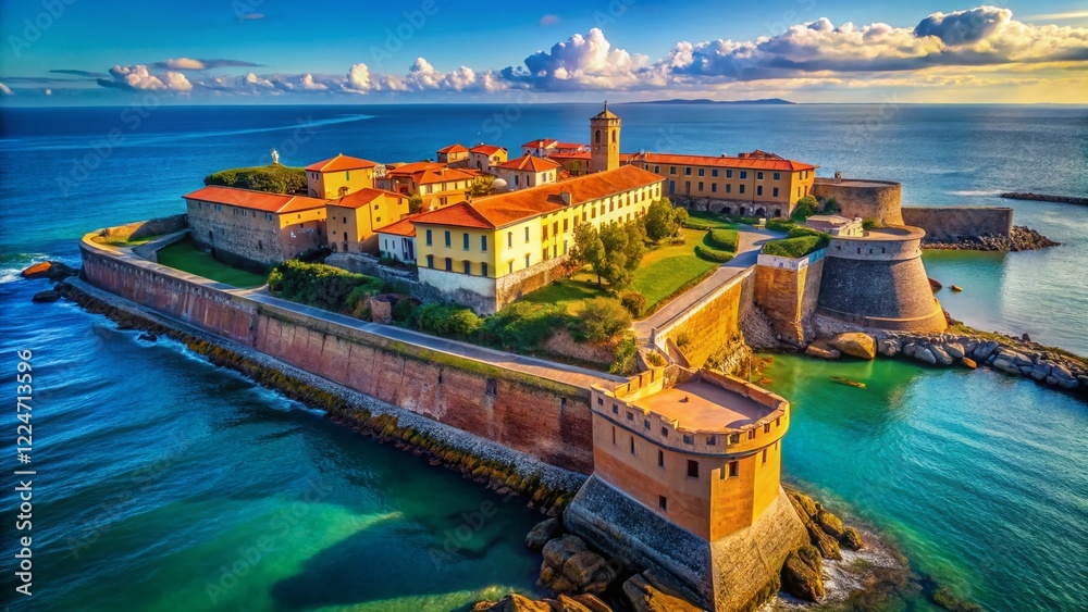 Obraz premium Livorno Fortezza Nuova Fortress, Tuscany Italy: Majestic Coastal Fortification