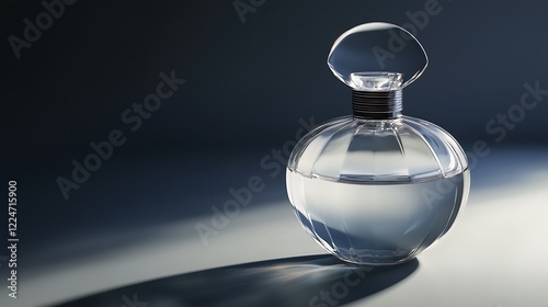 A perfume bottle made of transparent glass