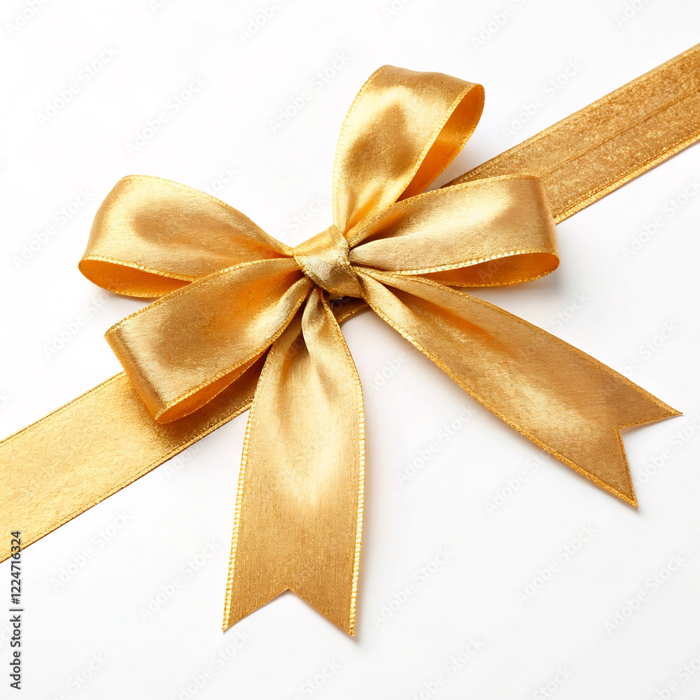 Fototapeta premium golden bow isolated on white background