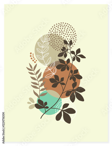 Line art drawing with abstract shape. Abstract Plant Art design for print, cover, wallpaper, Minimal and natural wall art.