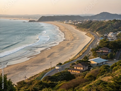 Long Exposure: Kujukuri Beach, Boso Peninsula, Ibaraki Prefecture, Japan - Panoramic Coastal View
