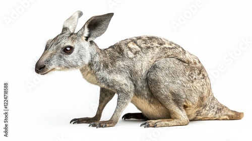 Close up photograph of a full body kangaroo isolated on a solid white background. isolated on a solid white background. Illustrations photo