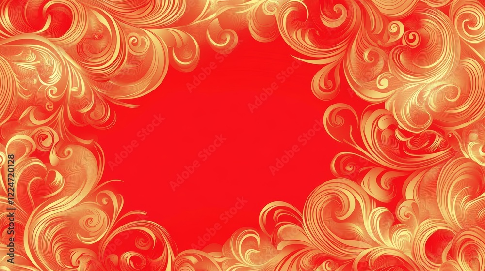 Elegant Golden Floral Frame on Red Background (3) Elegant Golden Floral Frame on Red Background (3)
