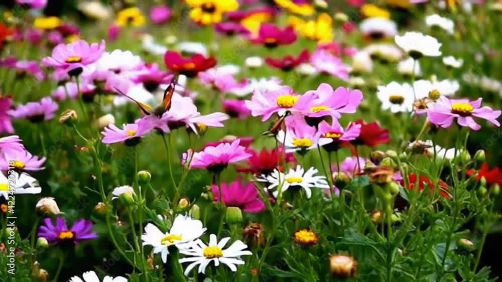 Close-up Colorful Daisy Flowers, Pink and White Petals Close-up Colorful Daisy Flowers, Pink and White Petals