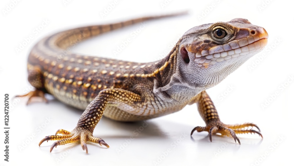 Fototapeta premium Brown Lizard on White Background