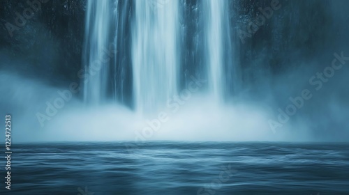 A vertical shot of multnomah falls with smooth water from long exposure effect