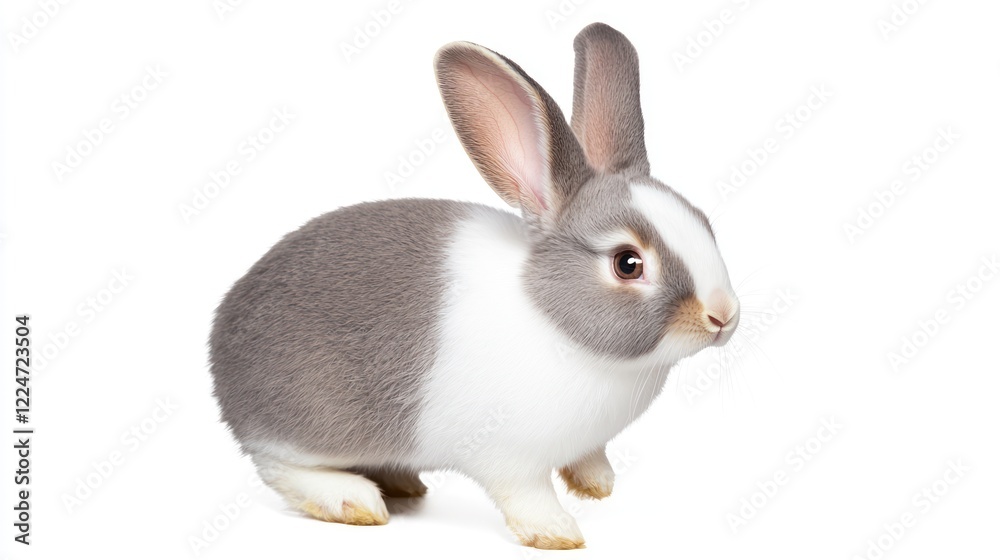 Fototapeta premium Adorable Gray and White Rabbit