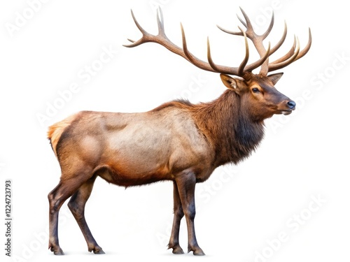 Wallpaper Mural Isolated PNG image: a majestic elk, full-body side profile, showcasing wildlife in an urban setting. Torontodigital.ca