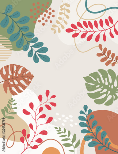 Spring background with beautiful. Leaf background for design. Colorful background with tropical plants.