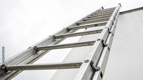 Aluminum Extension Ladder Against Building