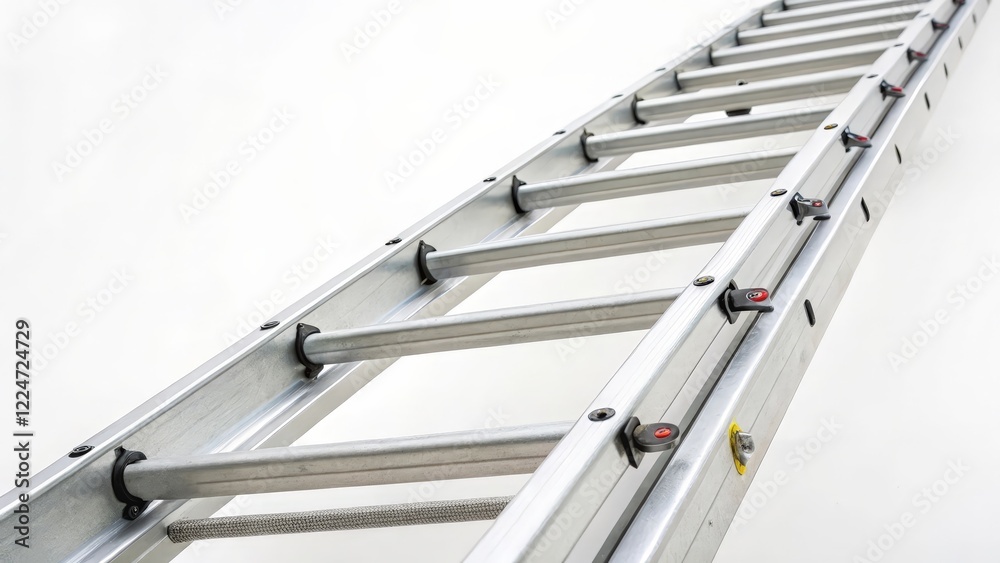 Obraz premium Aluminum Extension Ladder Against White Background