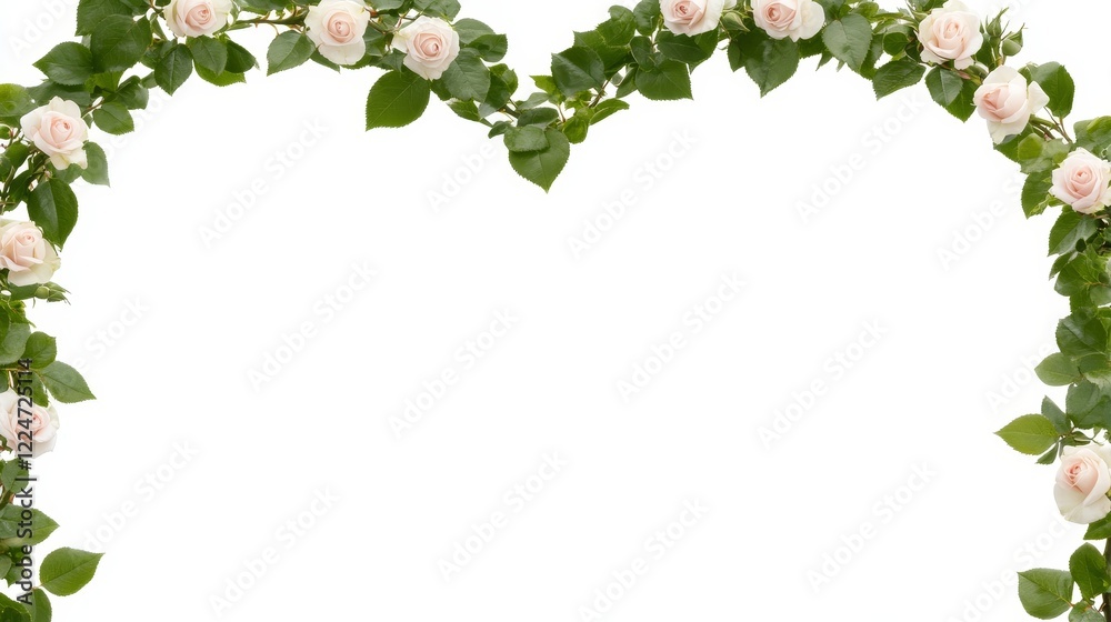 Elegant Heart Shaped Frame of Blooming Pink Roses Elegant Heart Shaped Frame of Blooming Pink Roses