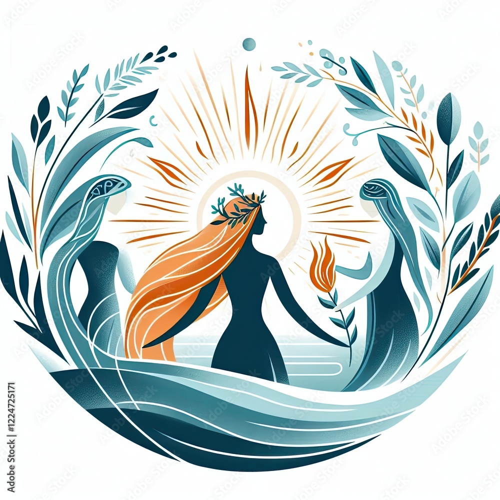 Obraz premium Embrace the coming of spring and honor the Celtic goddess Brigid on Imbolc - a celebration of renewal, growth, and light.! illustration Minimalism