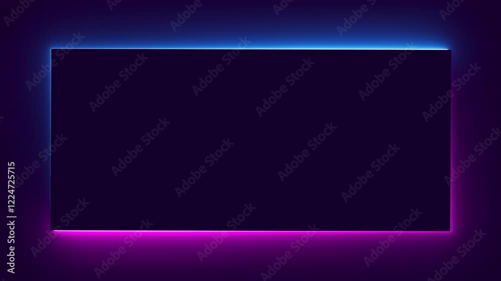 neon animation of frame on dark background, fast moving blue and pink rays to both sides. glowing lines, 4K animated seamless loop template