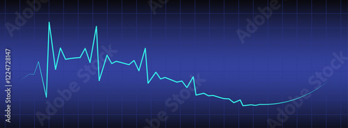 Editable stroke heart disease design on blue monitor background. EKG, cardiogram, heartbeat line vector design to use for healthcare, healthy lifestyle, medical laboratory, cardiology project.