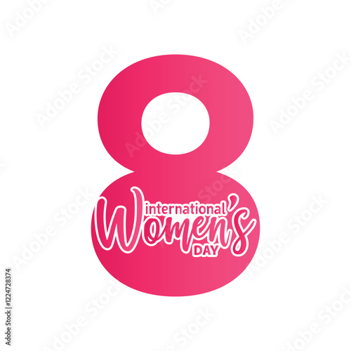 pink number 8 typography for international women's day celebration