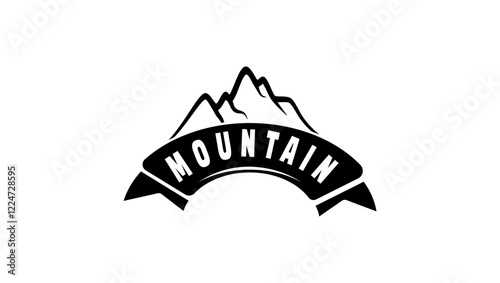 Alpinism emblem, black isolated silhouette