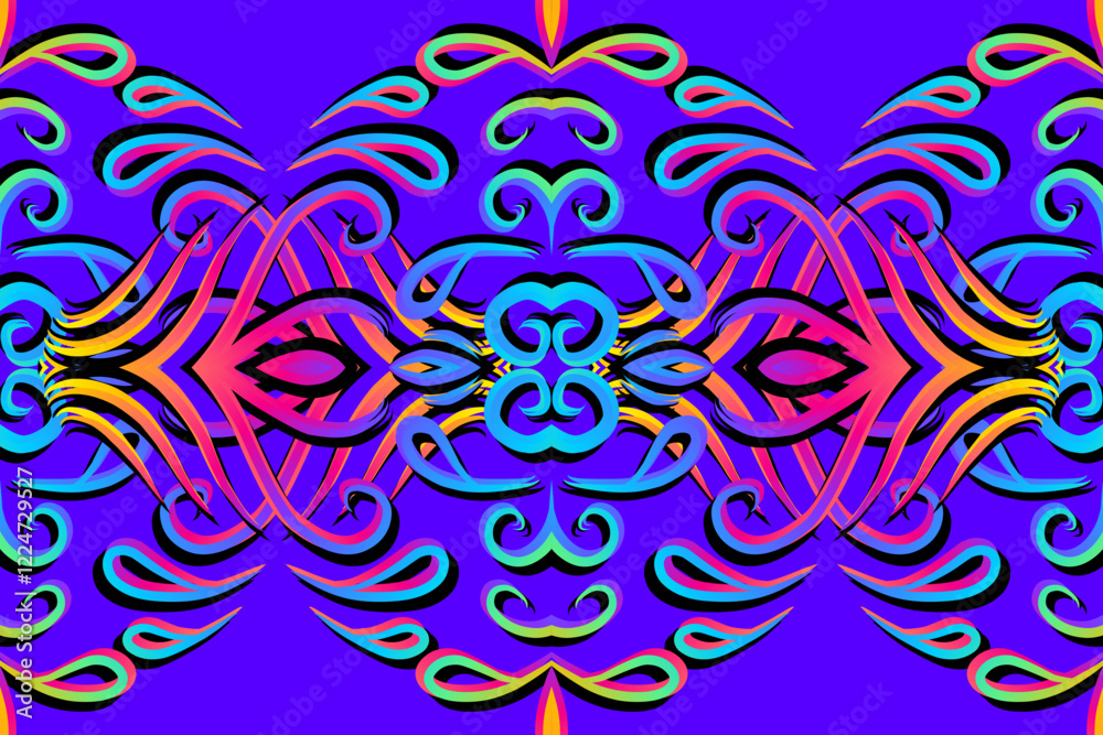 Beautiful classic design colourful background with flower leaf line art pattern of indonesian culture traditional batik Beautiful classic design colourful background with flower leaf line art pattern of indonesian culture traditional batik